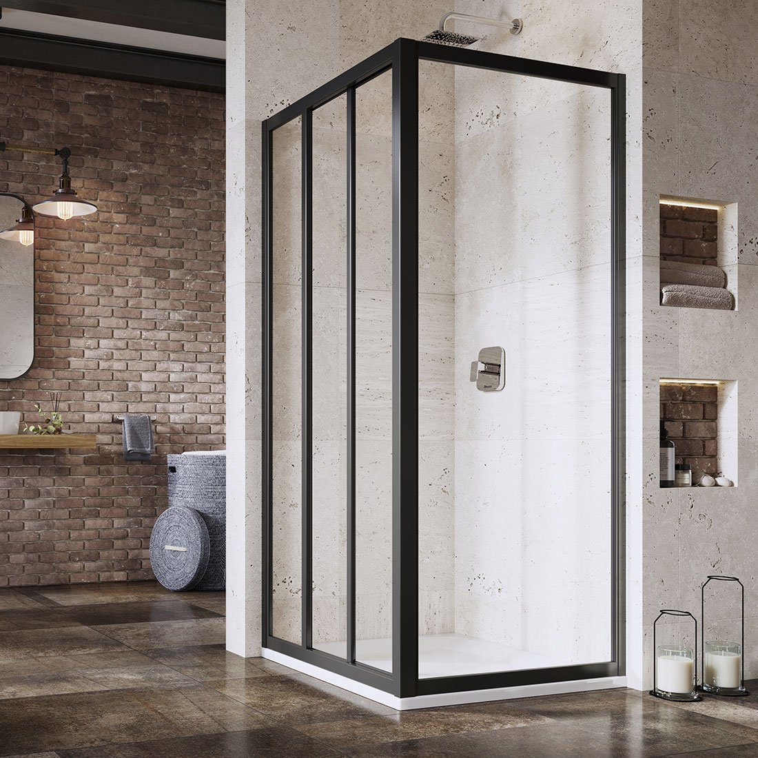 Нерухома стінка для душу Ravak APSS-90 198 чорний+transparent