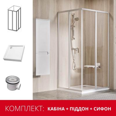 Душова кабінка Ravak Supernova SRV2 S 195 -90 (піддон Modena 90 ST Slim + сифон) сатин Тransparent