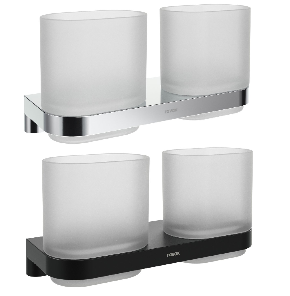 Держатель двойной со стаканами для зубных щеток CR II 220.00CR, хром