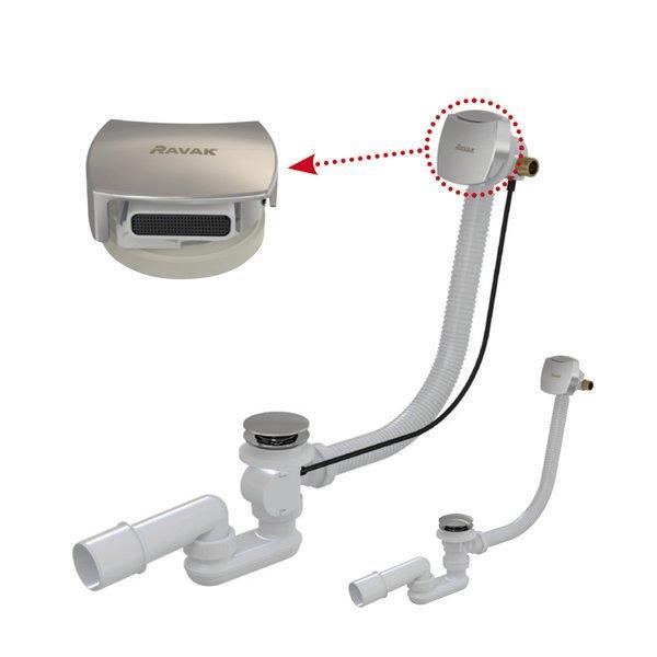 Сифон для ванни Ravak із тонким заповненням переливом Click Clack