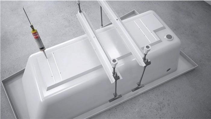 Фиксация опор на дно чаши